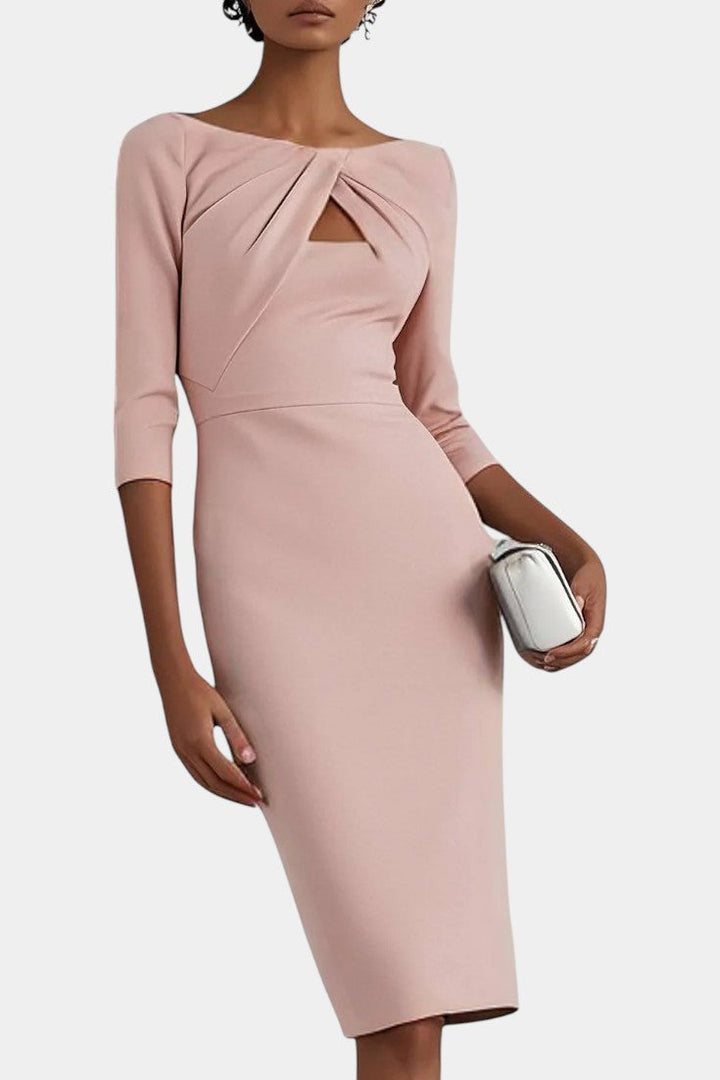 Aquilée Robe Crayon Élégante à Col Bateau