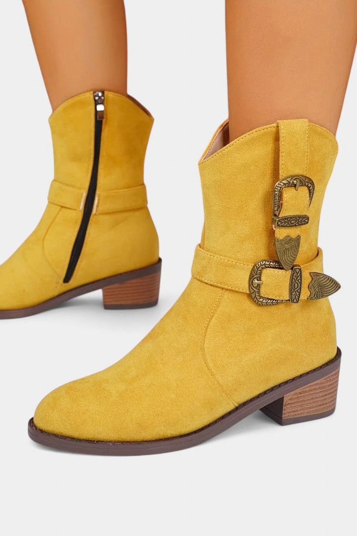 Mesa Trail Bottes en Daim à Boucles Métalliques Style Western