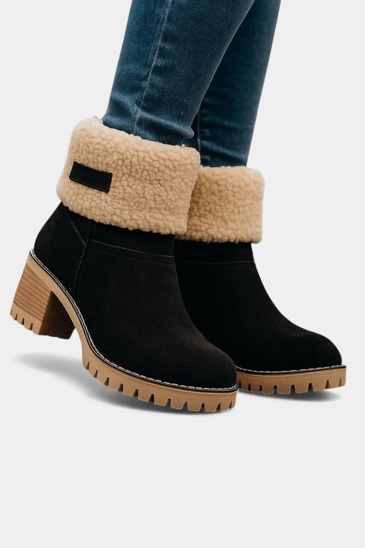 Luise Bottines Sienna à Talon Bloc avec Fausse Fourrure