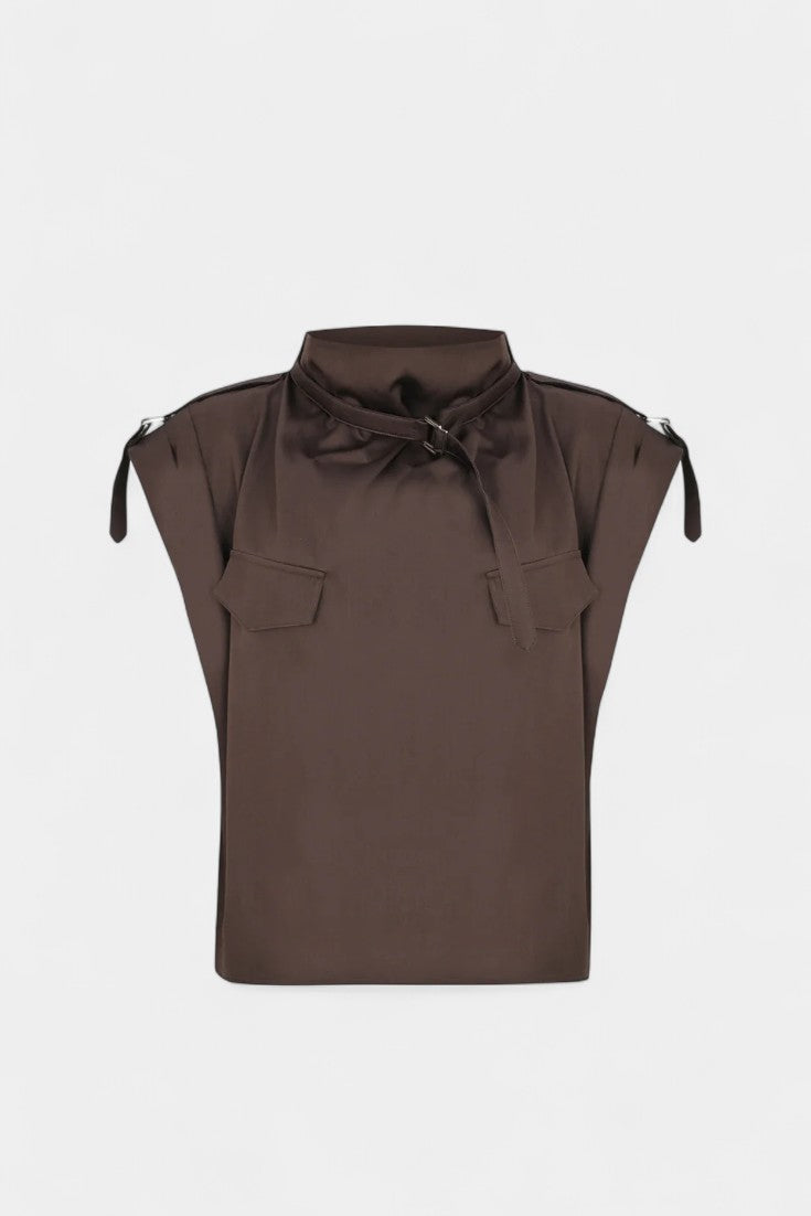 Cassis Combinaison Ceinturée à Col Froncé et Coupe Droite