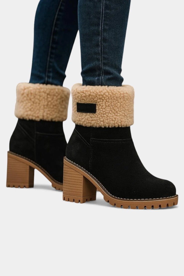 Luise Bottines Sienna à Talon Bloc avec Fausse Fourrure