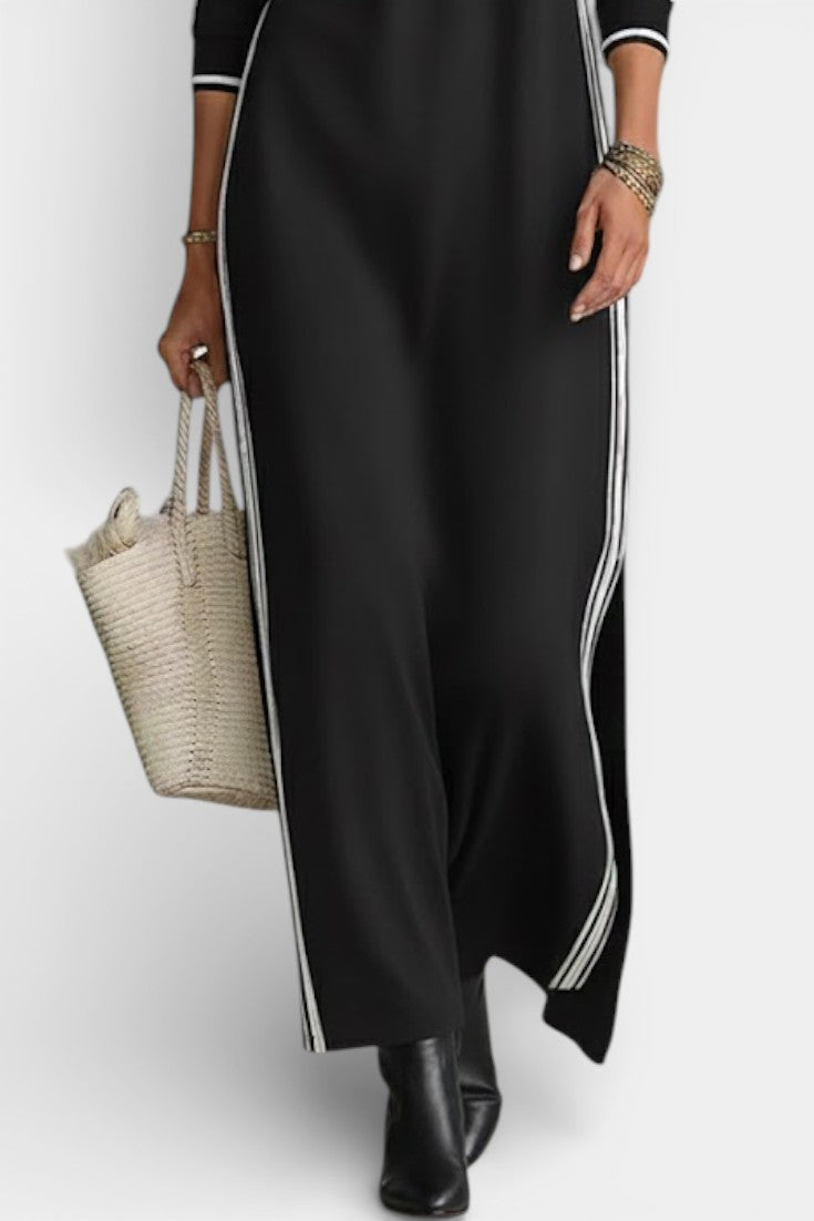 Alaira Robe Maxi Minimaliste à Col Boutonné