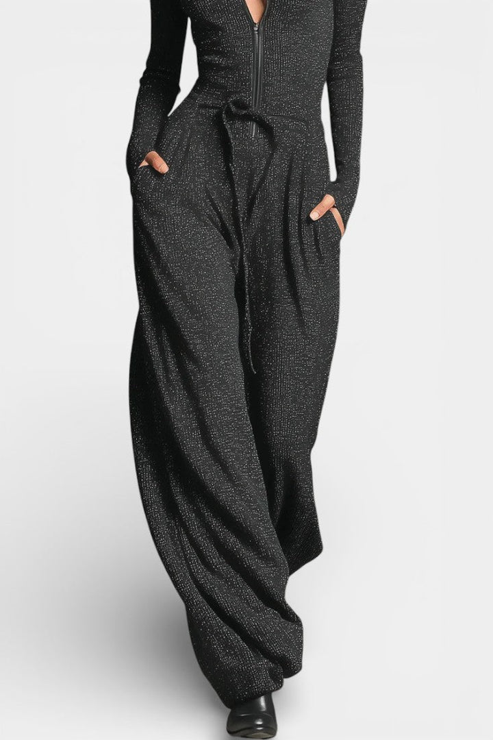 Ilayna Combinaison Élégante en Tricot à Fermeture Éclair Brillante