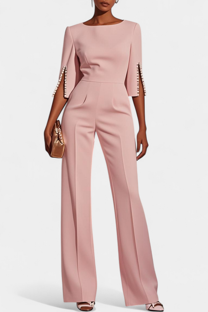 Prim Combinaison Élégante à Manches Trois-Quarts et Détails en Perles