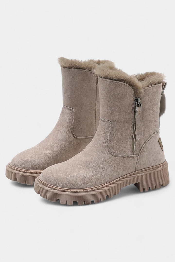 Avril Bottes de Neige Montantes à Plateforme avec Bord en Fourrure
