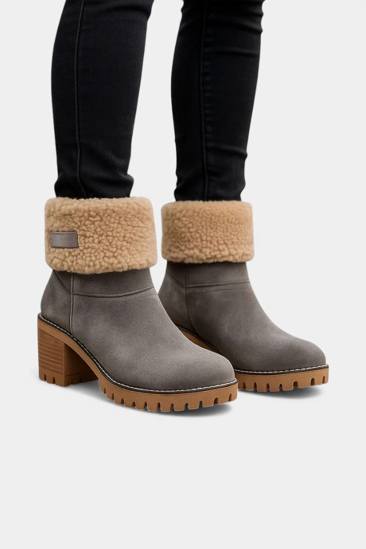Luise Bottines Sienna à Talon Bloc avec Fausse Fourrure