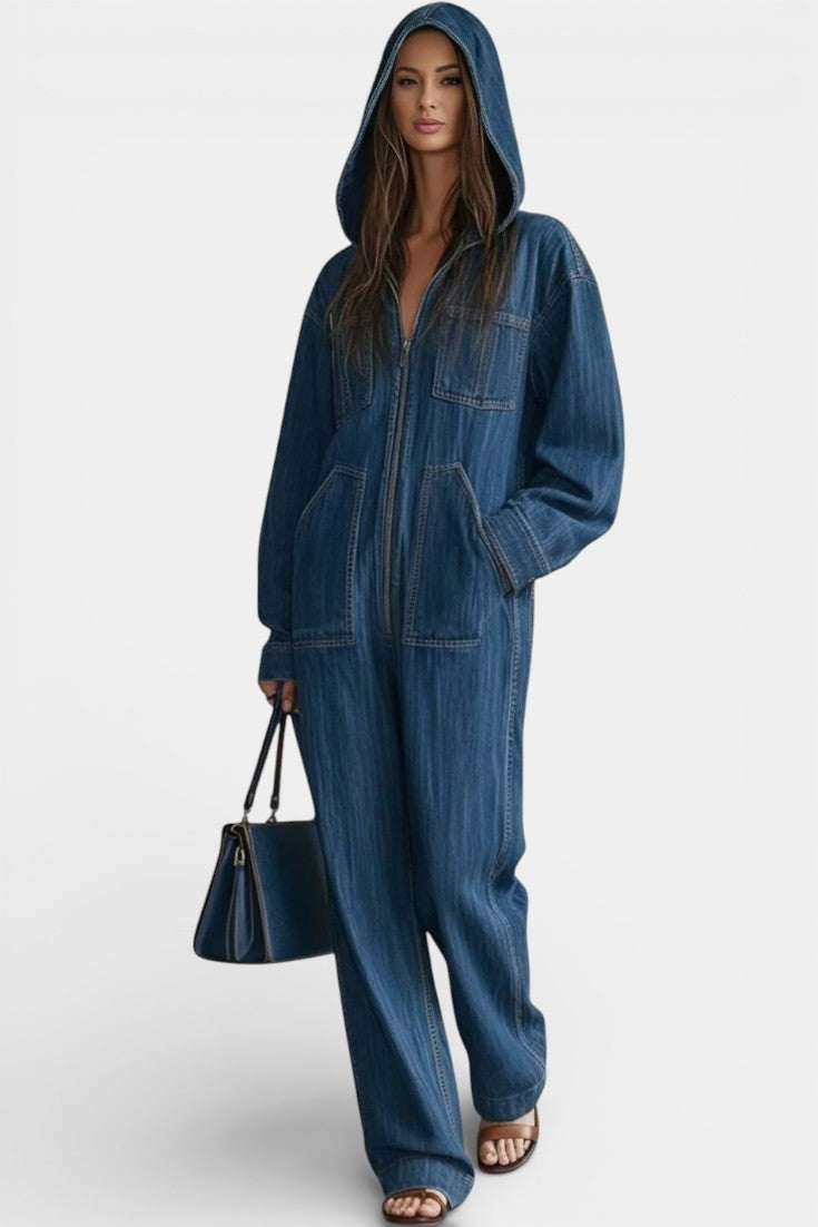 Écrin Combinaison Décontractée à Capuche et Jambes Évasées