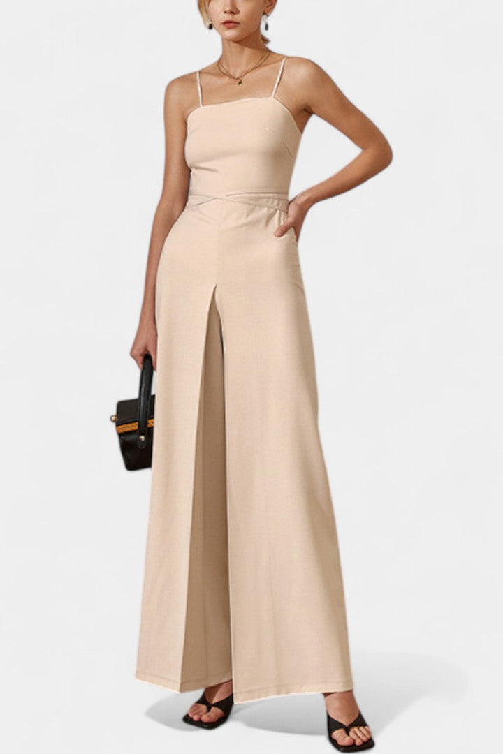 Lindsey Combinaison à Bretelles Taille Nouée et Jambe Large