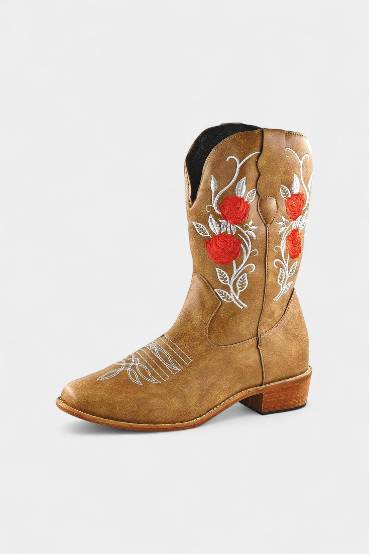 Virginia Bottes de Cowboy Brodées en Rose