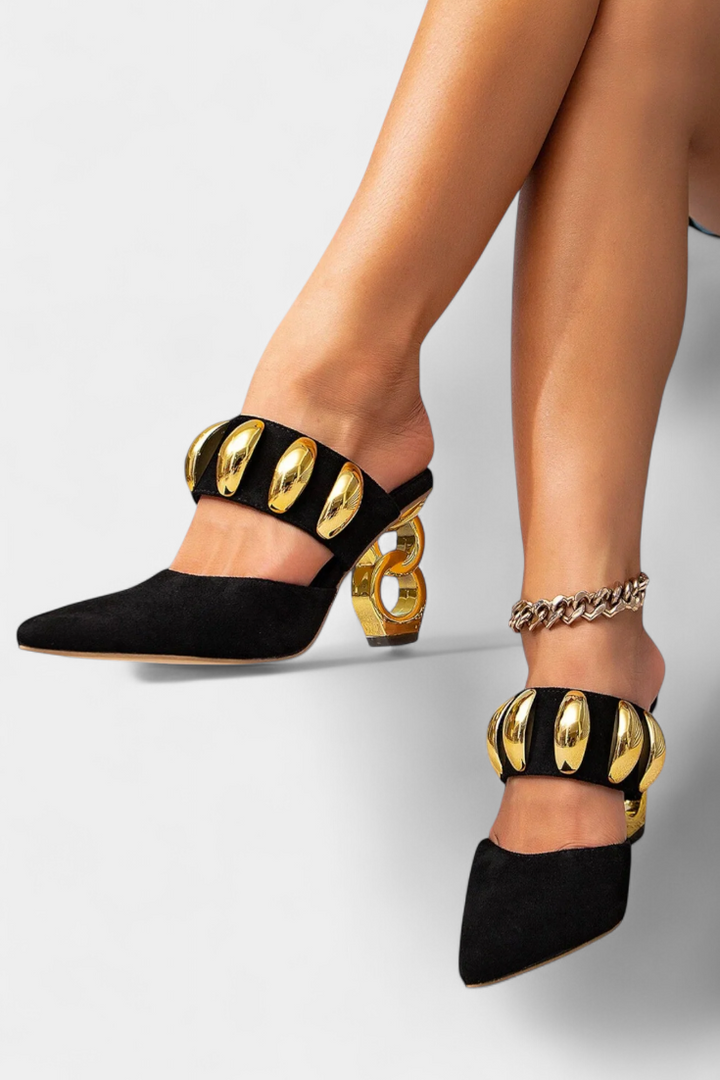 Irene Sandales Élancées à Talon Aiguille et Détails Métalliques