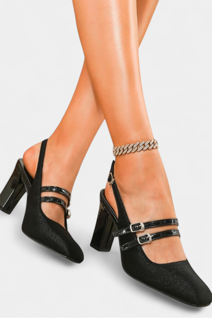 Orlanda Talons Satinés avec Brides Fines et Sangle Cheville