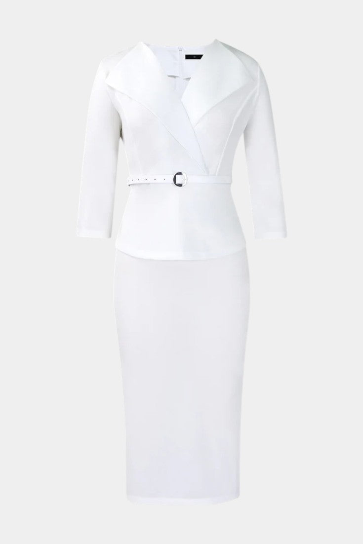 Ysabela Robe Midi Ajustée à Col à Revers et Ceinture