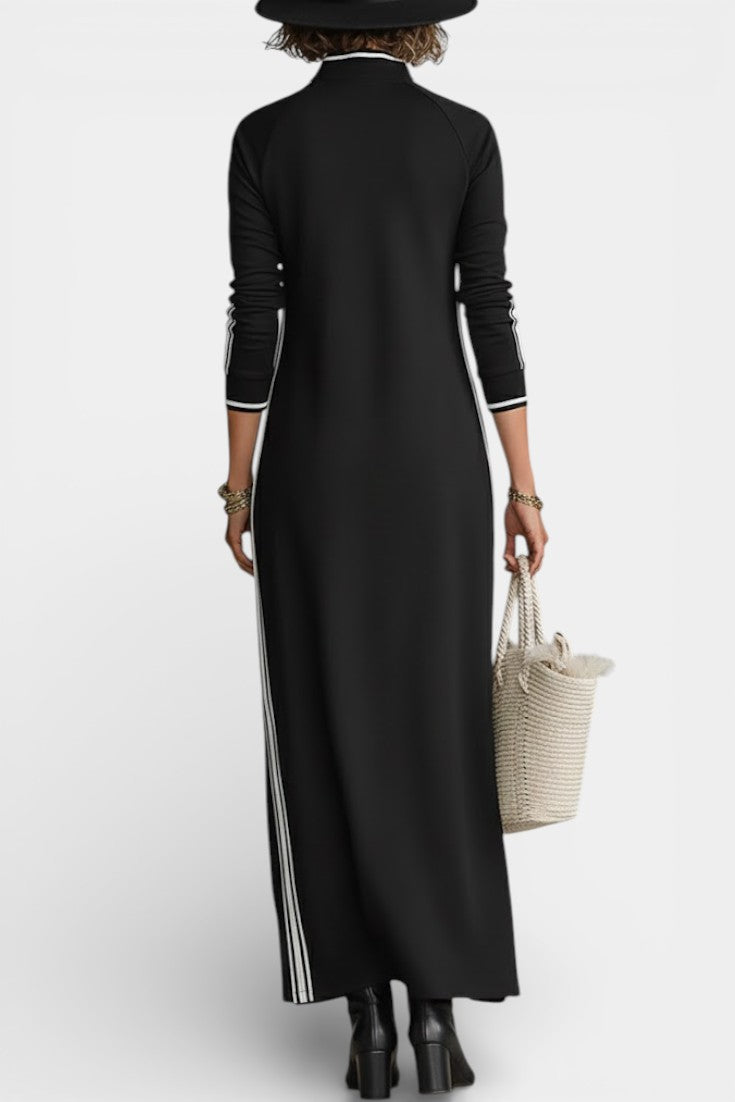 Alaira Robe Maxi Minimaliste à Col Boutonné