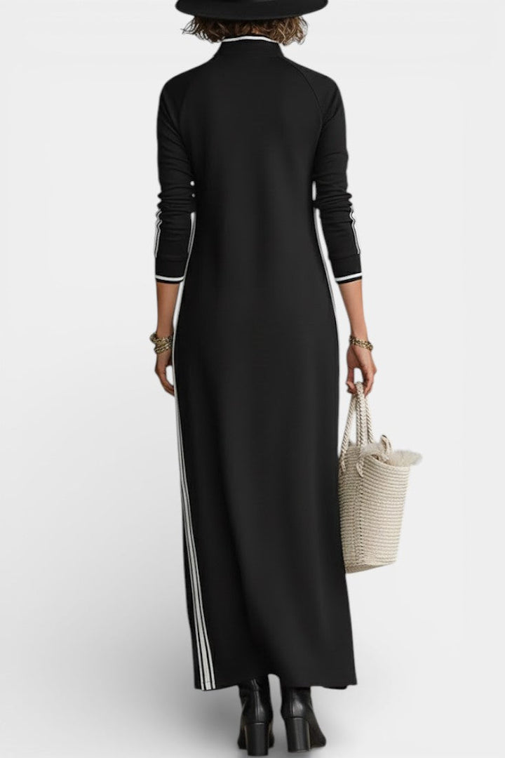 Alaira Robe Maxi Minimaliste à Col Boutonné