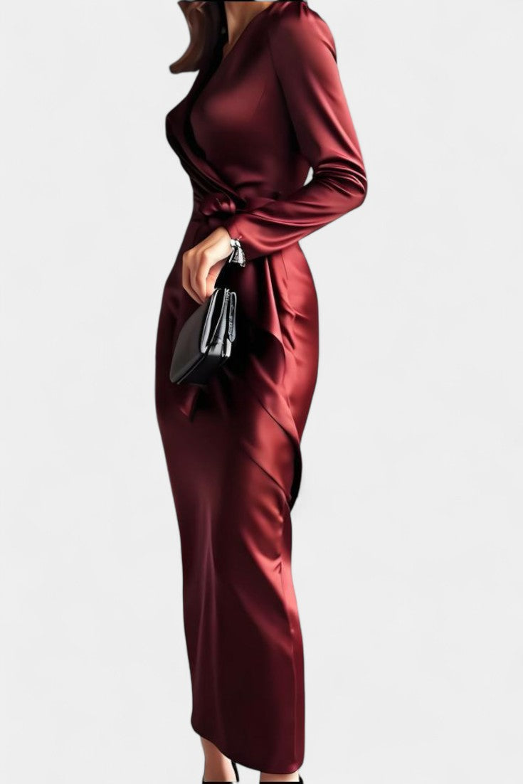 Mariva Robe Portefeuille Satinée Élégante avec Ceinture