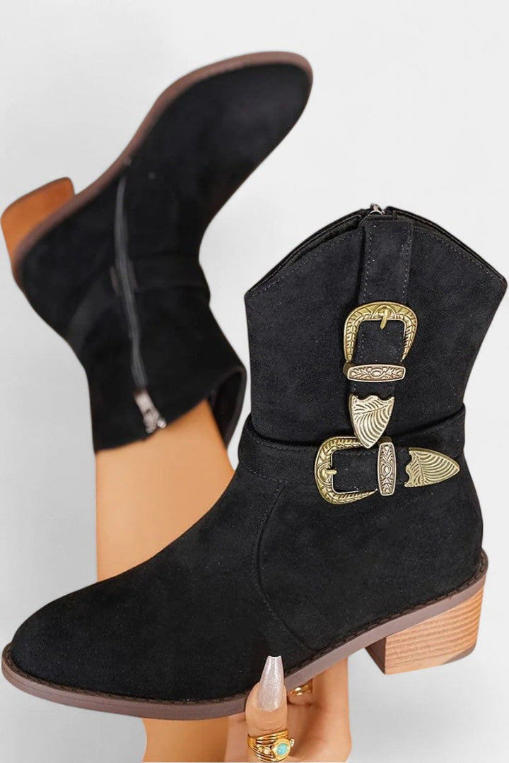 Mesa Trail Bottes en Daim à Boucles Métalliques Style Western