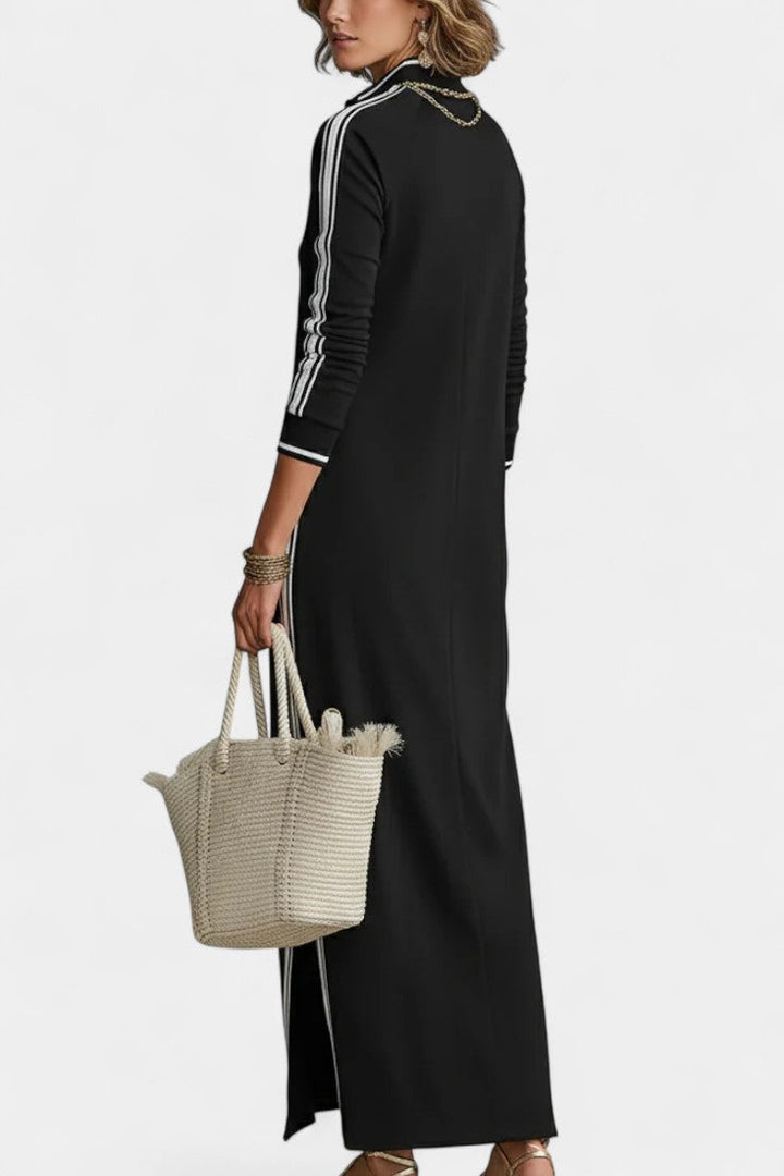 Alaira Robe Maxi Minimaliste à Col Boutonné