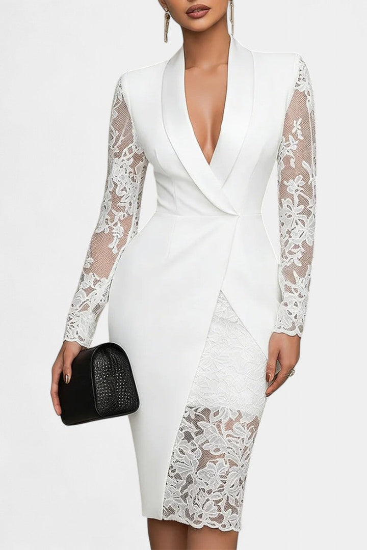 Anelle Robe en Dentelle Noire d’Inspiration Blazer Élégant