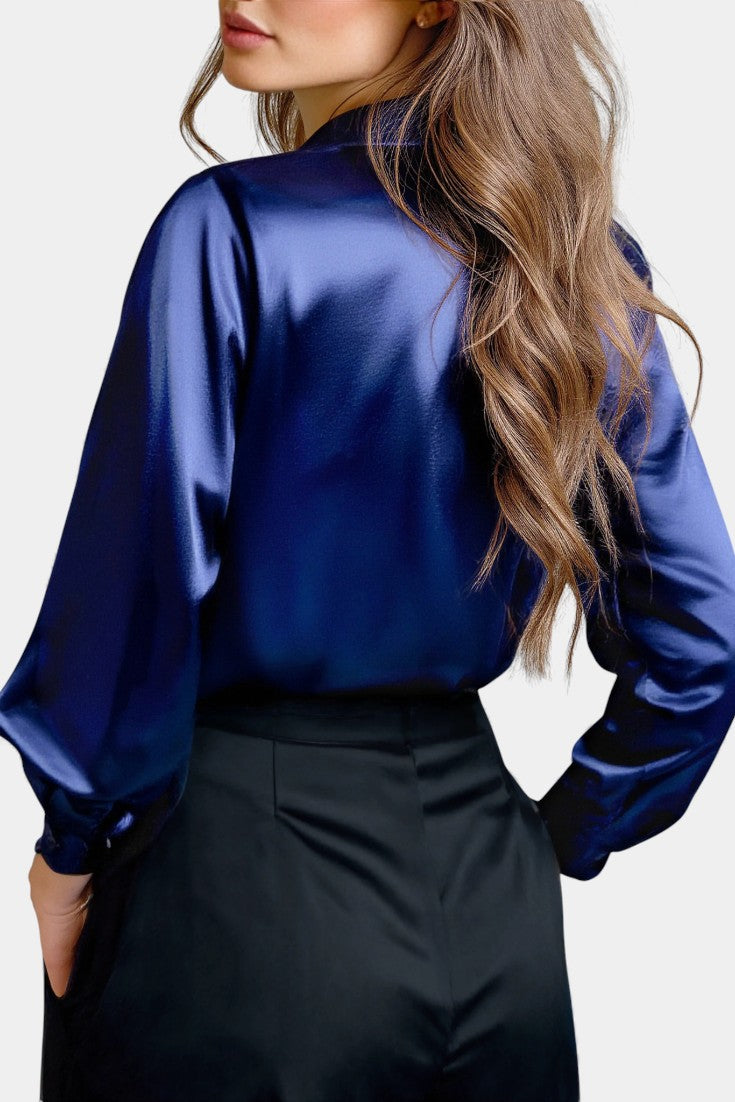 Alida Blouse Élégante en Satin à Manches Longues