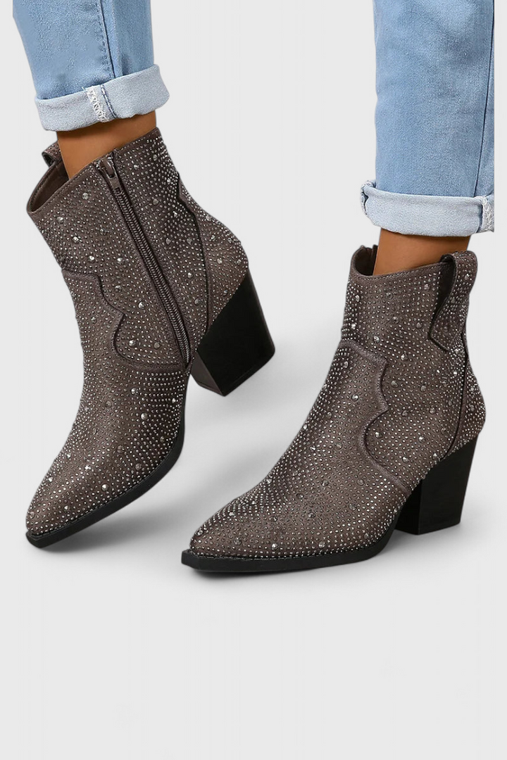 Berenice Bottes Patchwork à Fermeture Éclair et Semelle Robuste