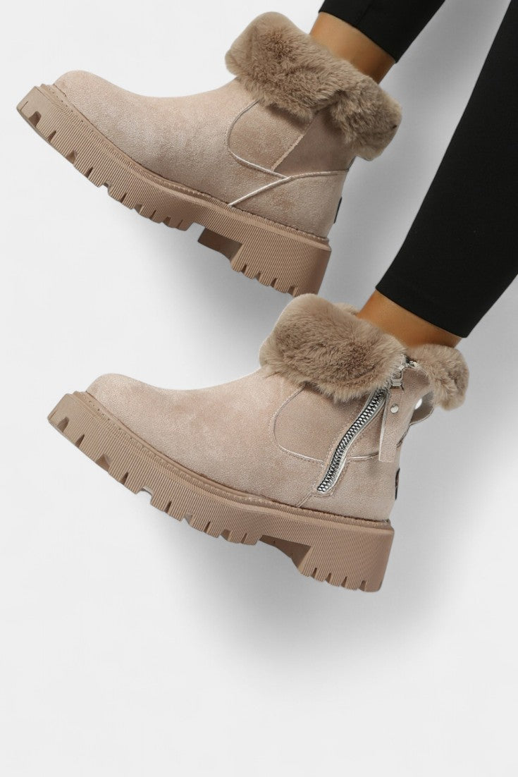 Avril Bottes de Neige Montantes à Plateforme avec Bord en Fourrure