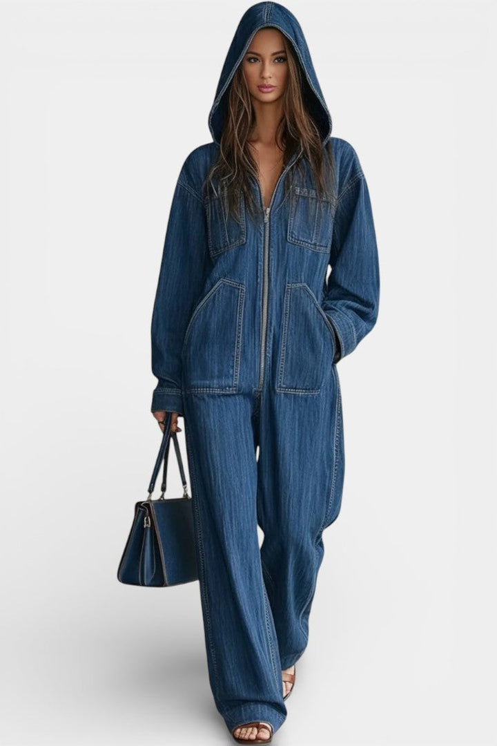 Écrin Combinaison Décontractée à Capuche et Jambes Évasées