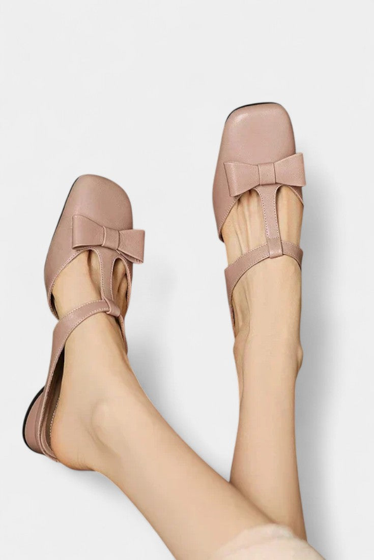 Lina Mary Janes à Bout Carré et Nœud Frontal Raffiné