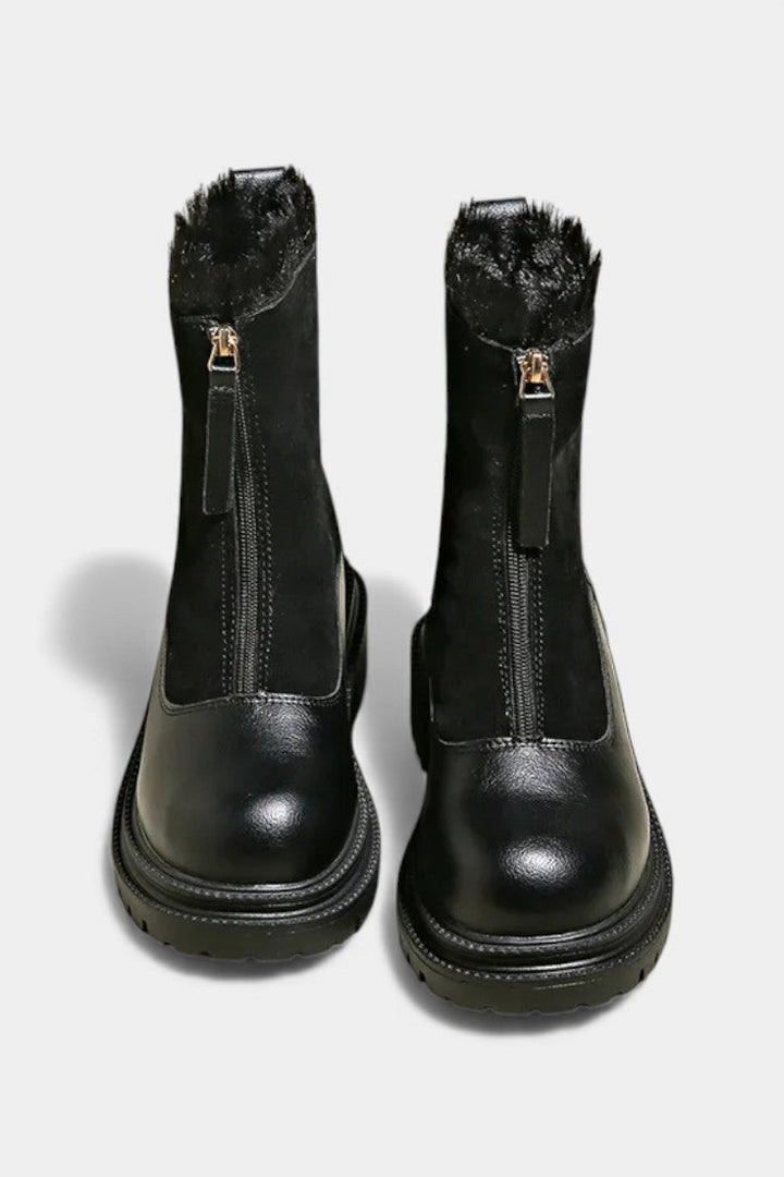 Gertrud Bottines à Semelle à Crampons et Bord en Fourrure