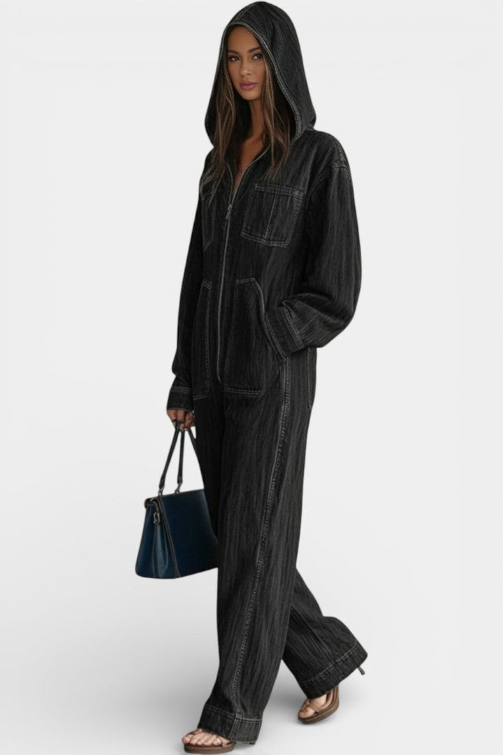 Écrin Combinaison Décontractée à Capuche et Jambes Évasées