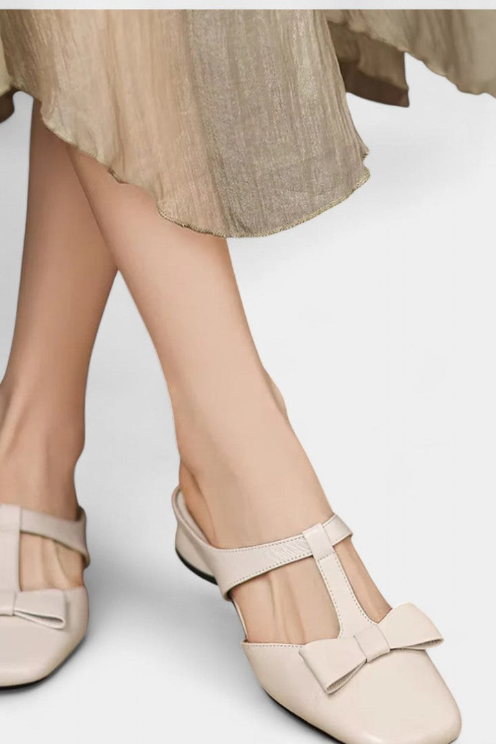 Lina Mary Janes à Bout Carré et Nœud Frontal Raffiné