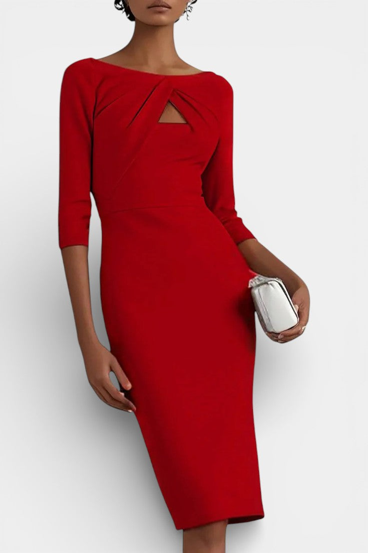 Aquilée Robe Crayon Élégante à Col Bateau