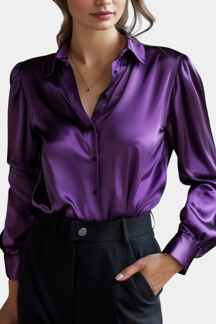 Alida Blouse Élégante en Satin à Manches Longues
