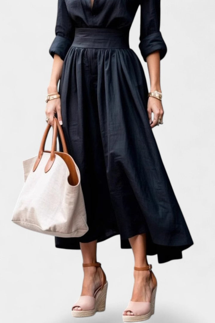 Yésica Robe Chemise Fluide à Taille Marquée