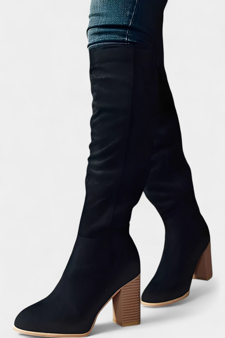 Calliope Bottes Hautes à Talon Épais et Pointe Ronde