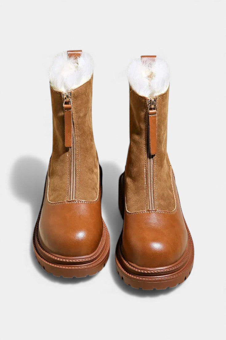 Gertrud Bottines à Semelle à Crampons et Bord en Fourrure