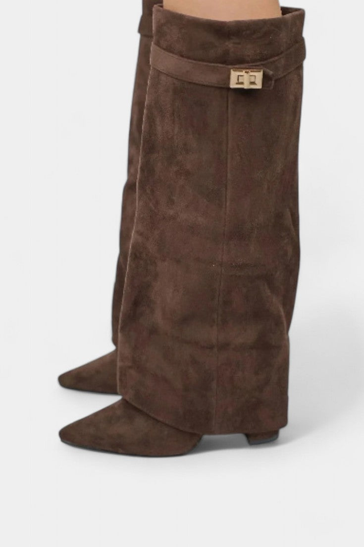 Raya Bottes à Talon Bloc et Silhouette Mi-Genou