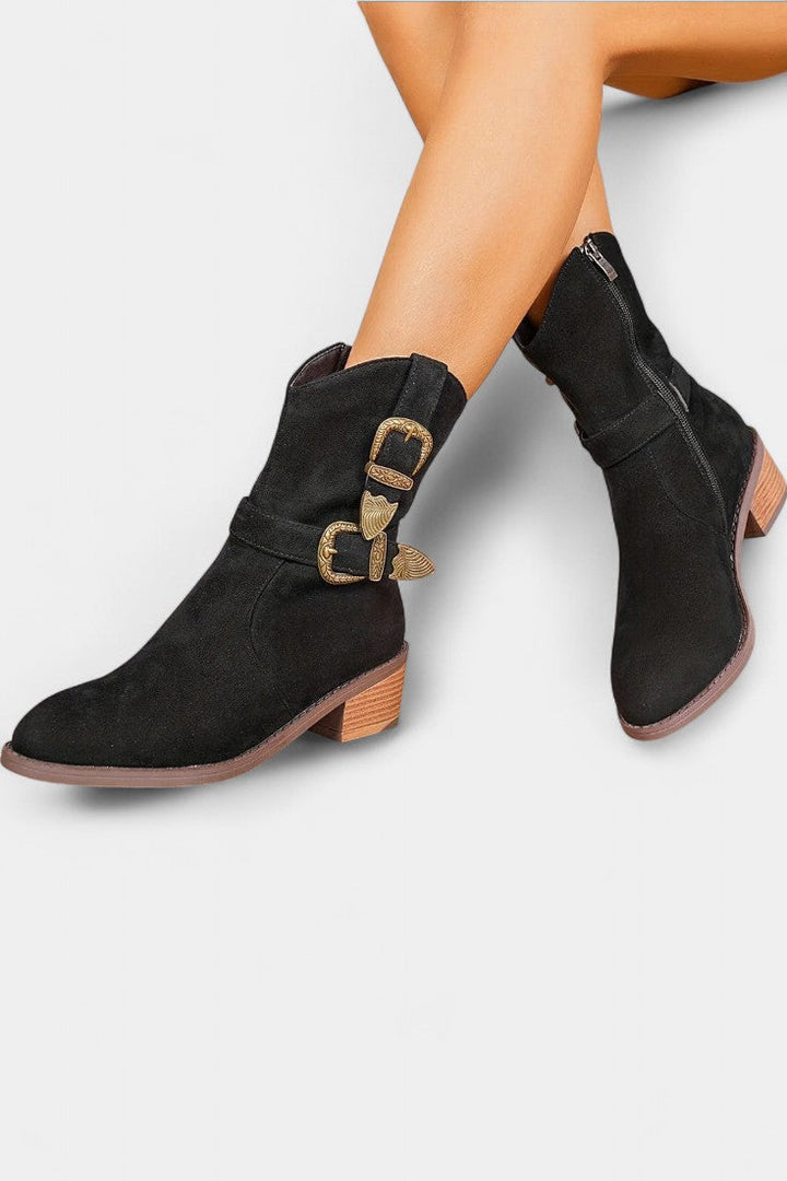 Mesa Trail Bottes en Daim à Boucles Métalliques Style Western