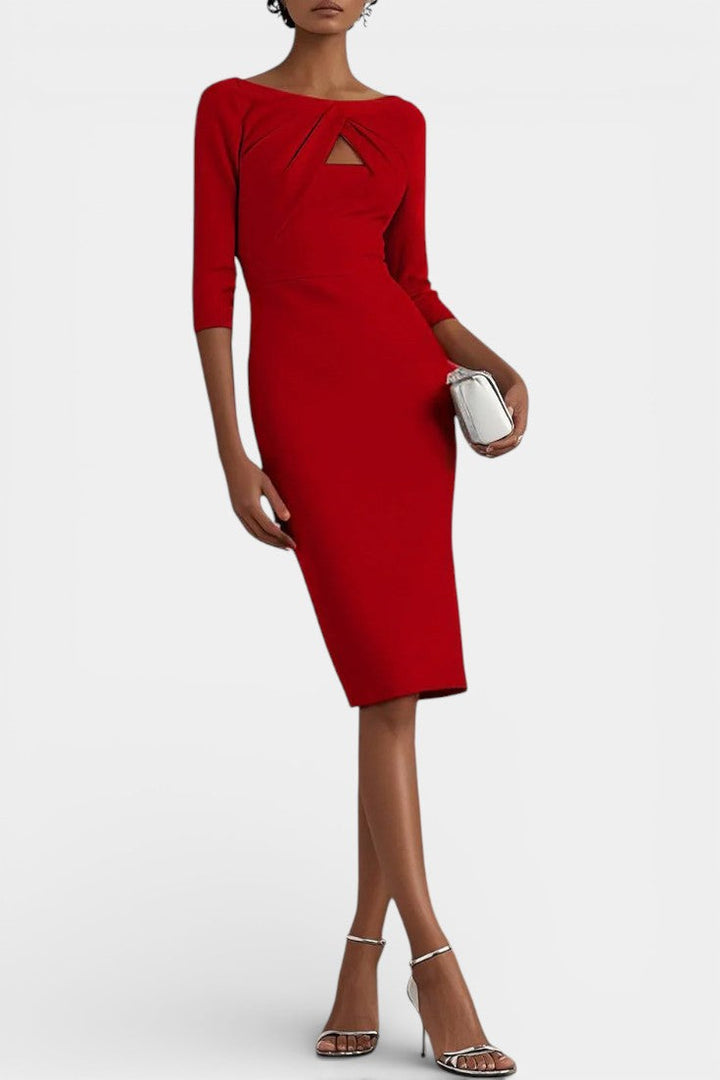 Aquilée Robe Crayon Élégante à Col Bateau