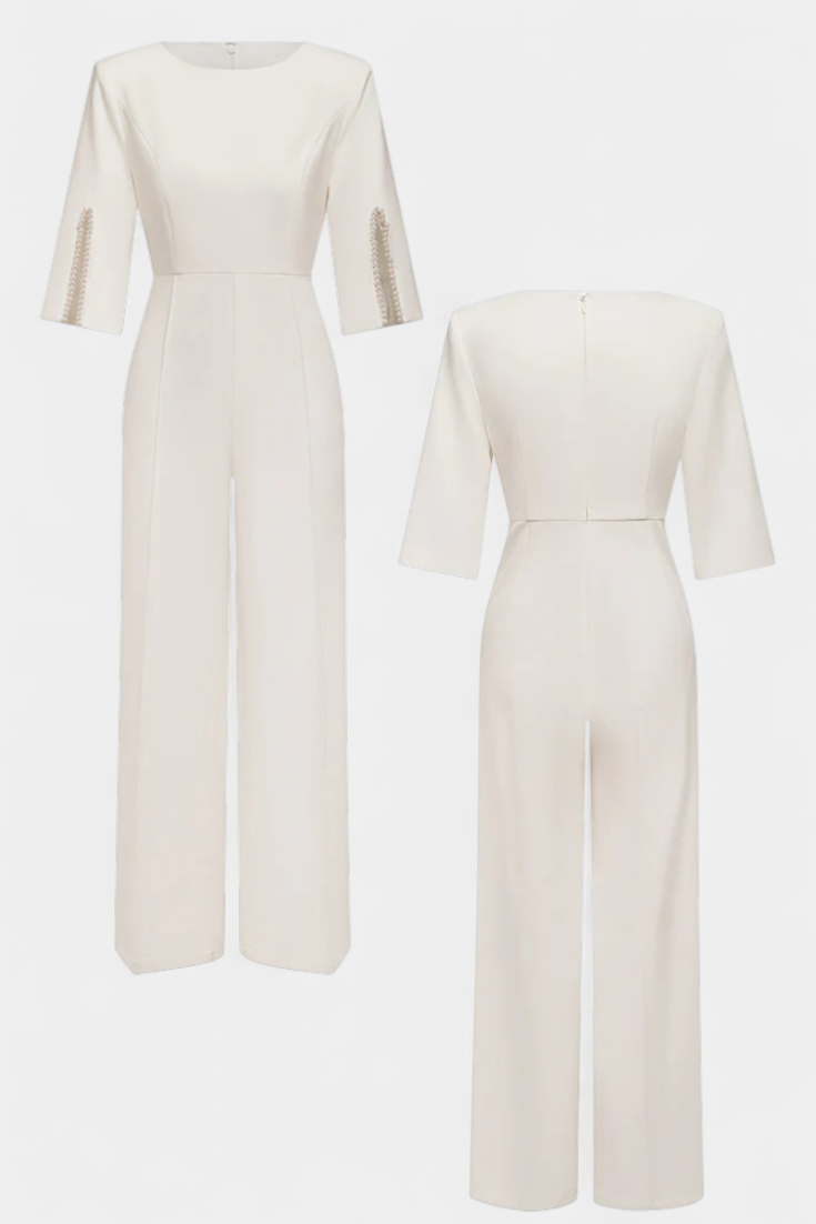 Prim Combinaison Élégante à Manches Trois-Quarts et Détails en Perles