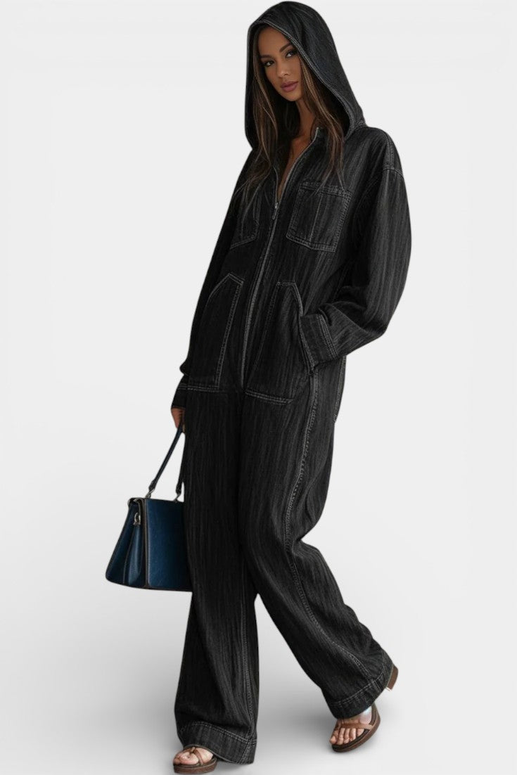 Écrin Combinaison Décontractée à Capuche et Jambes Évasées