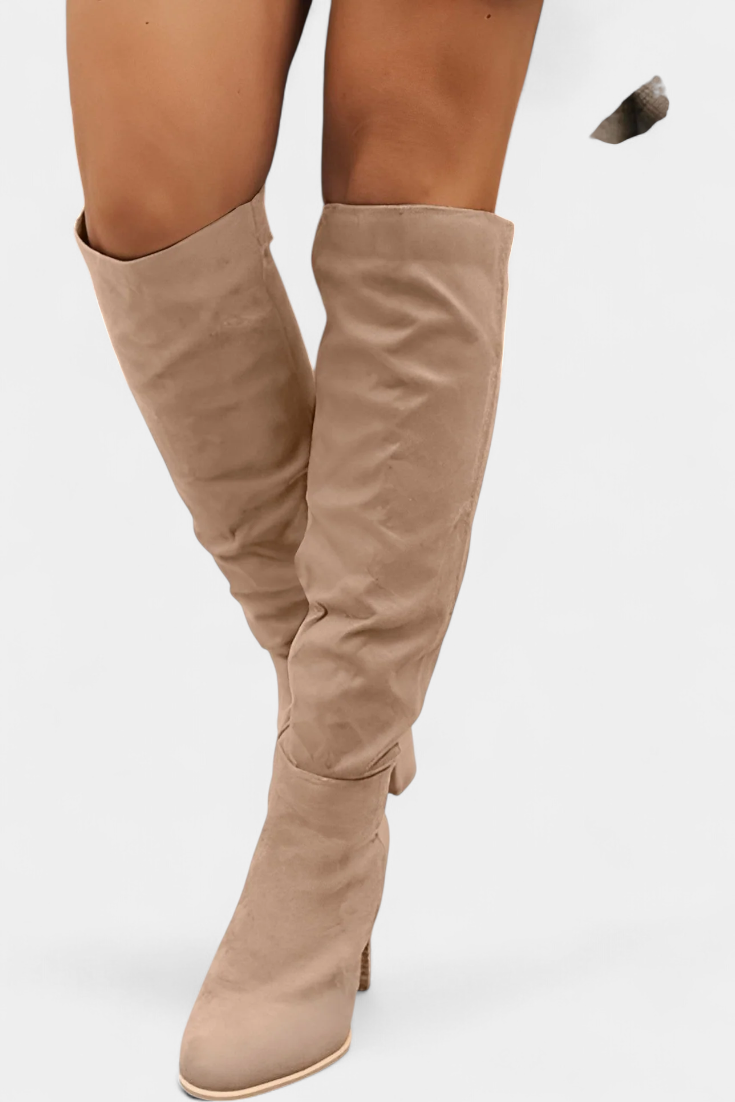 Calliope Bottes Hautes à Talon Épais et Pointe Ronde