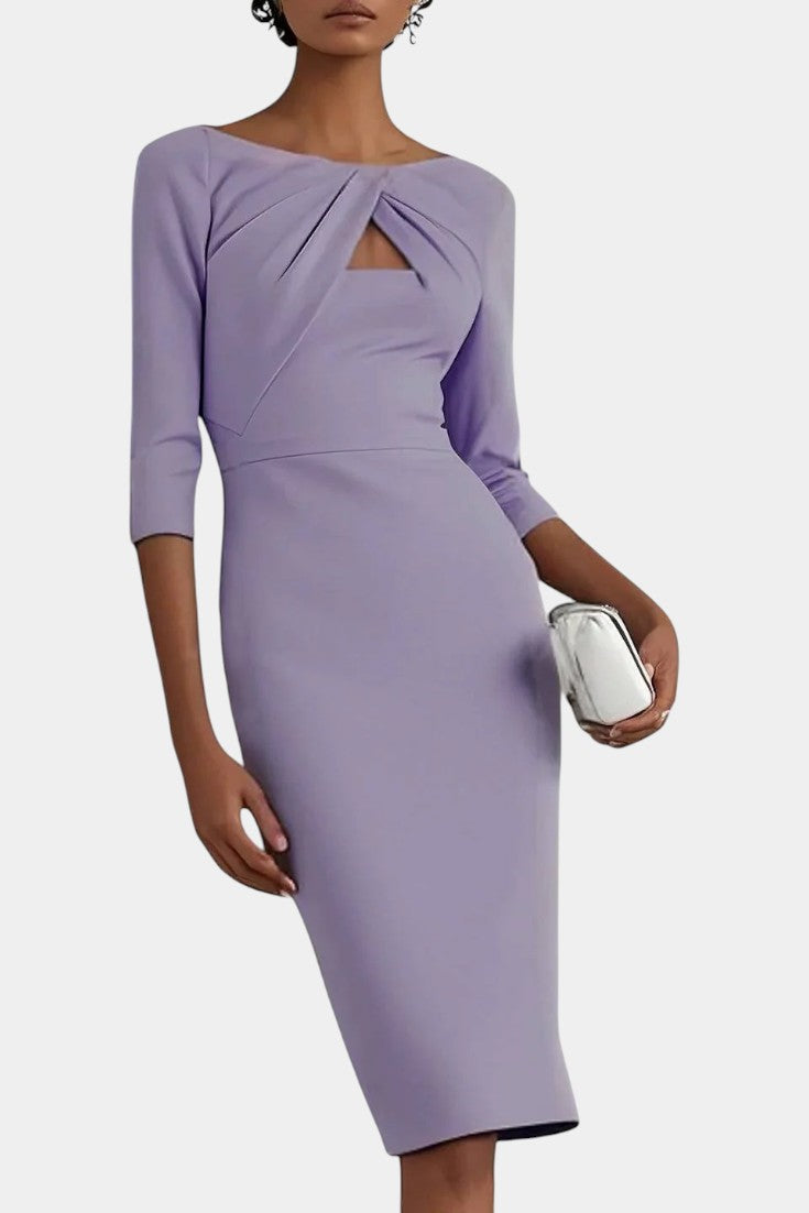 Aquilée Robe Crayon Élégante à Col Bateau