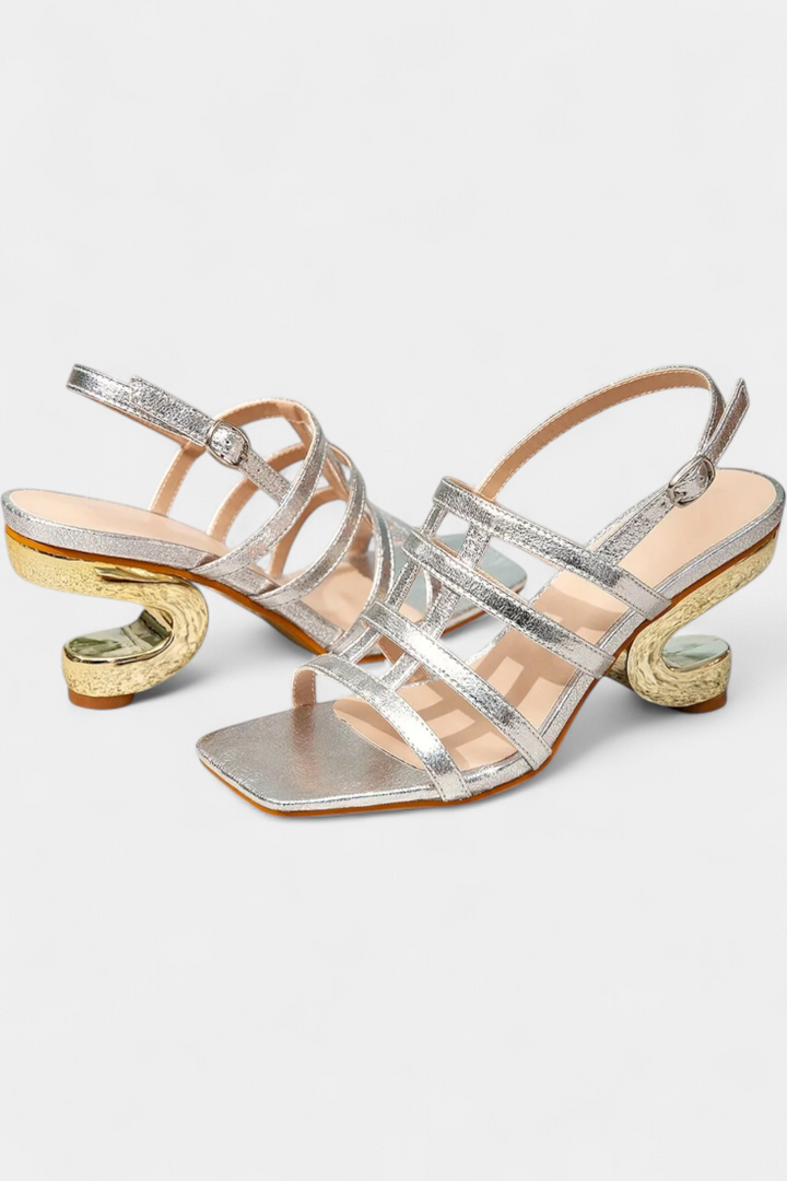 Deborah Sandales Métalliques Glamour à Talons Élancés