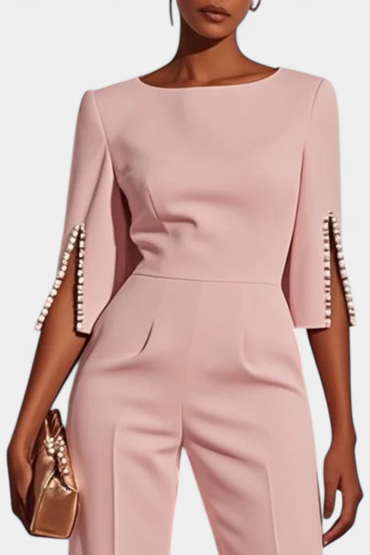 Prim Combinaison Élégante à Manches Trois-Quarts et Détails en Perles