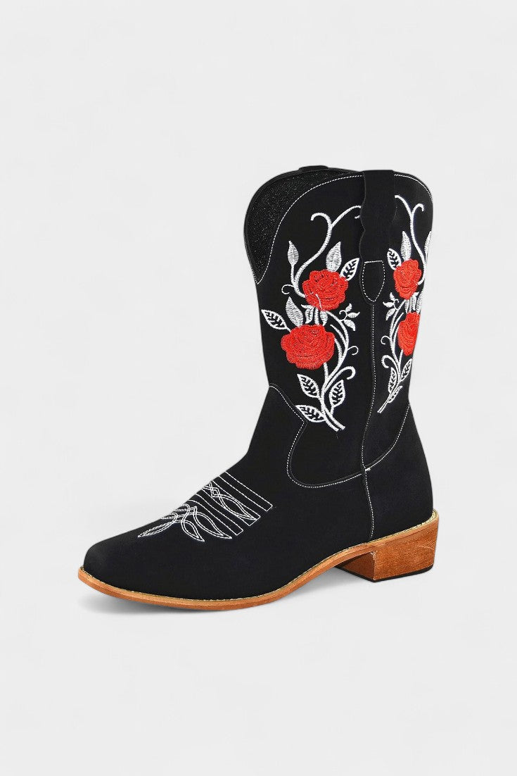 Virginia Bottes de Cowboy Brodées en Rose