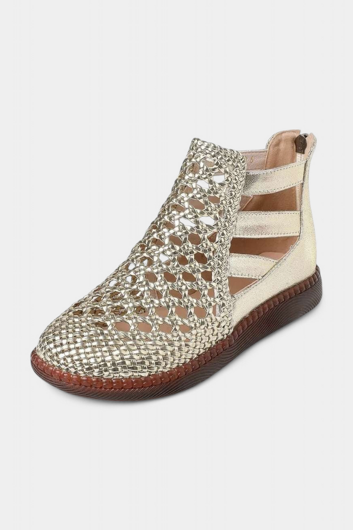 Alica Sandales à Tressage Ajouré et Design Naturel