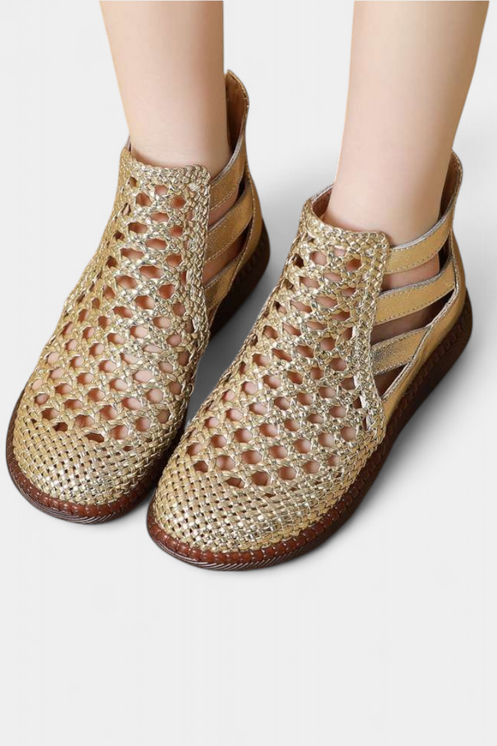 Alica Sandales à Tressage Ajouré et Design Naturel