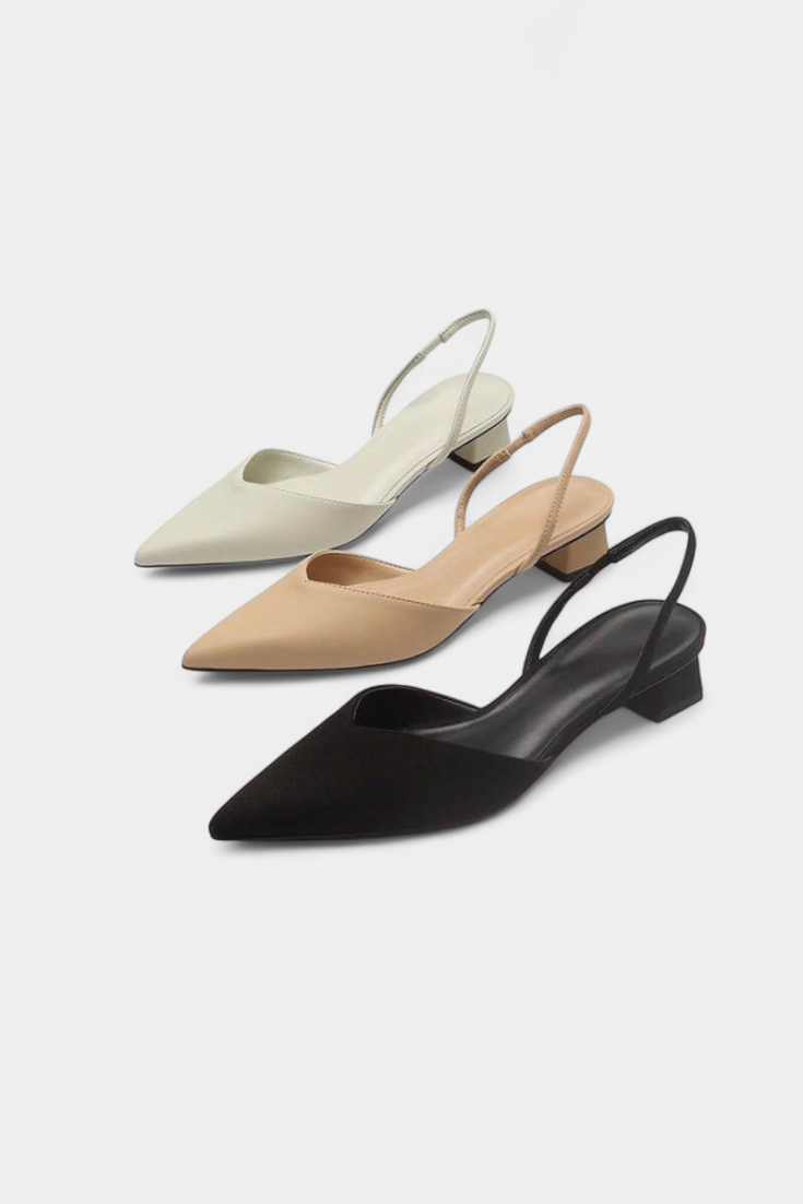 Babette Talons Slingback à Bout Pointu et Petit Talon